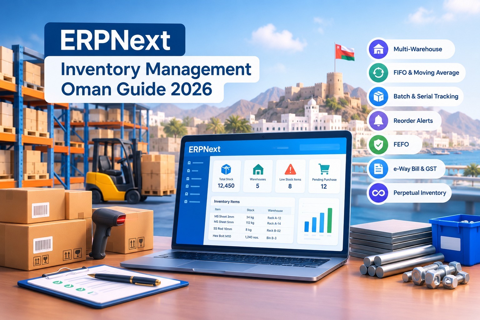 ERPNext inventory and warehouse management in Oman